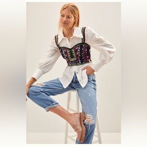 NWT Embroidered Crop Top